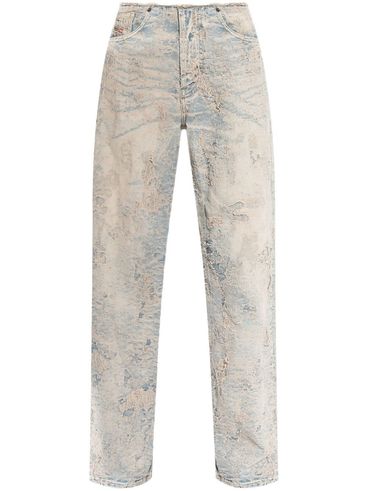 Washed-effect jeans with rips