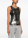 Stretch metallic-effect top