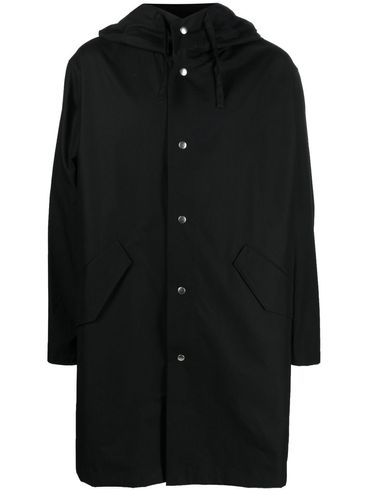 JIL SANDER - Long cotton parka with hood and logo print