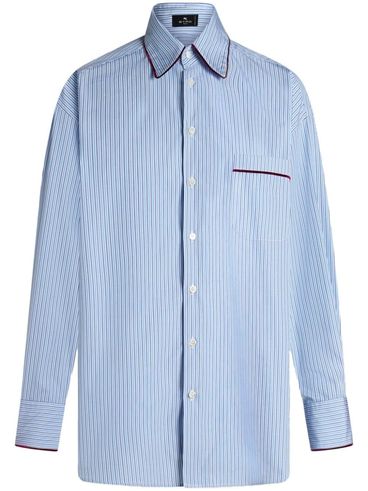 Camicia a righe azzurra con dettagli bordeaux