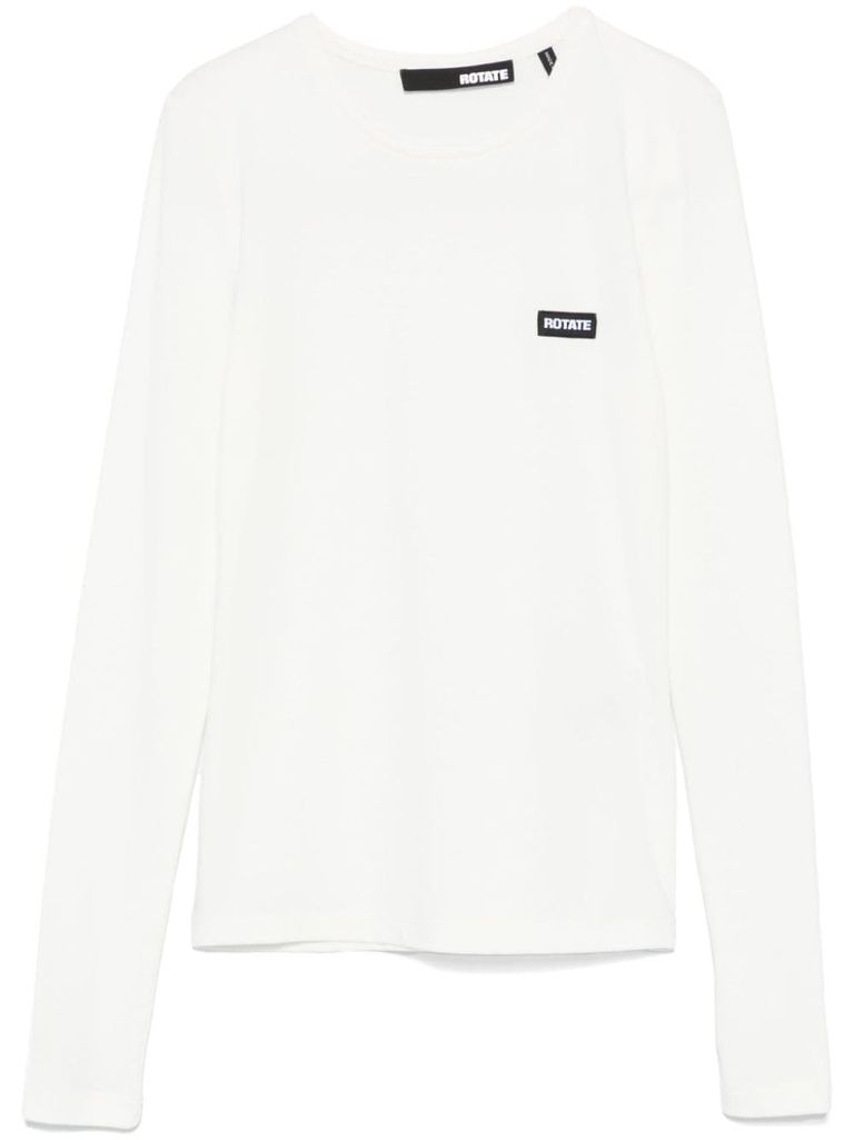 Shop Rotate Birger Christensen Long-sleeve Cotton T-shirt In White