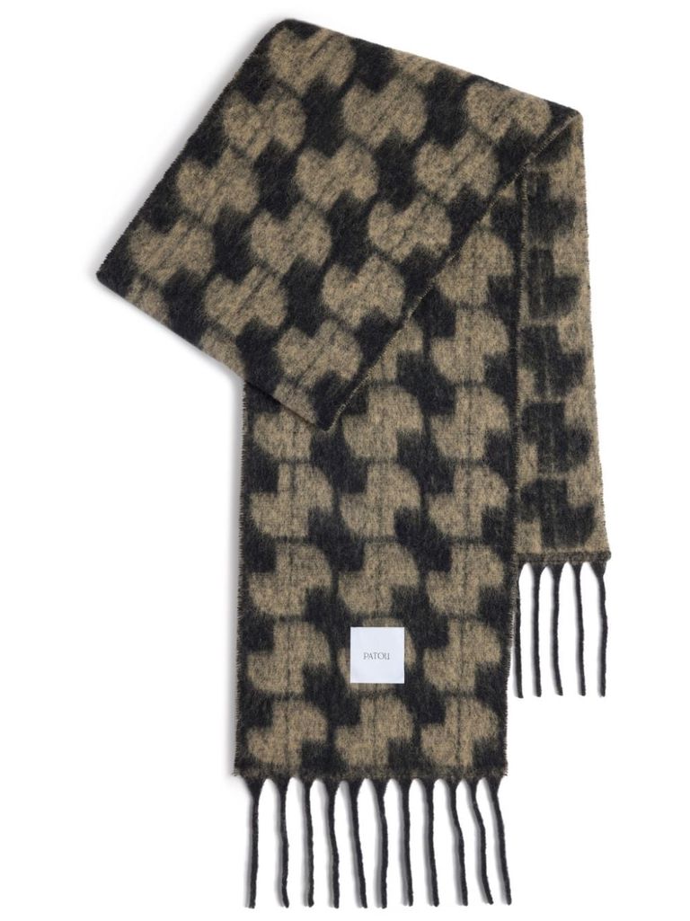 Shop Patou Alpaca Jp Scarf With Pattern In Black