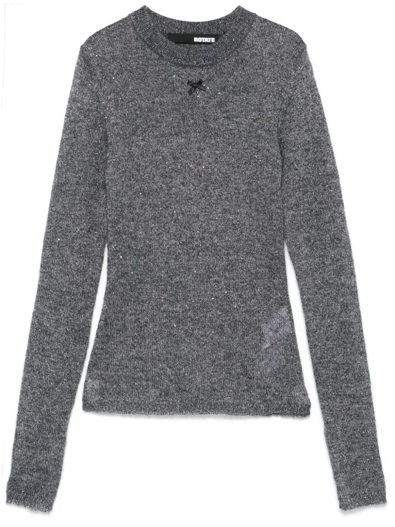 Shop Rotate Birger Christensen Mohair Sweater With Sequins In Grey