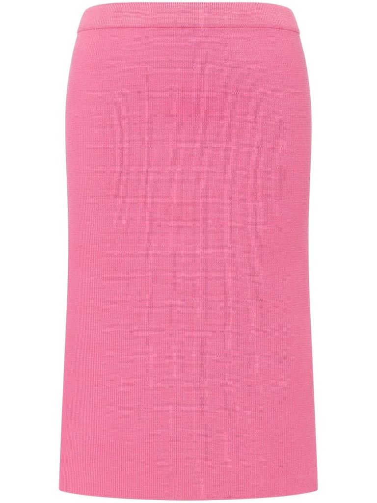 Shop Philosophy Di Lorenzo Serafini Fitted High-waist Midi Skirt In Fuchsia