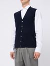 Blue Merino wool and cashmere vest with V-neck