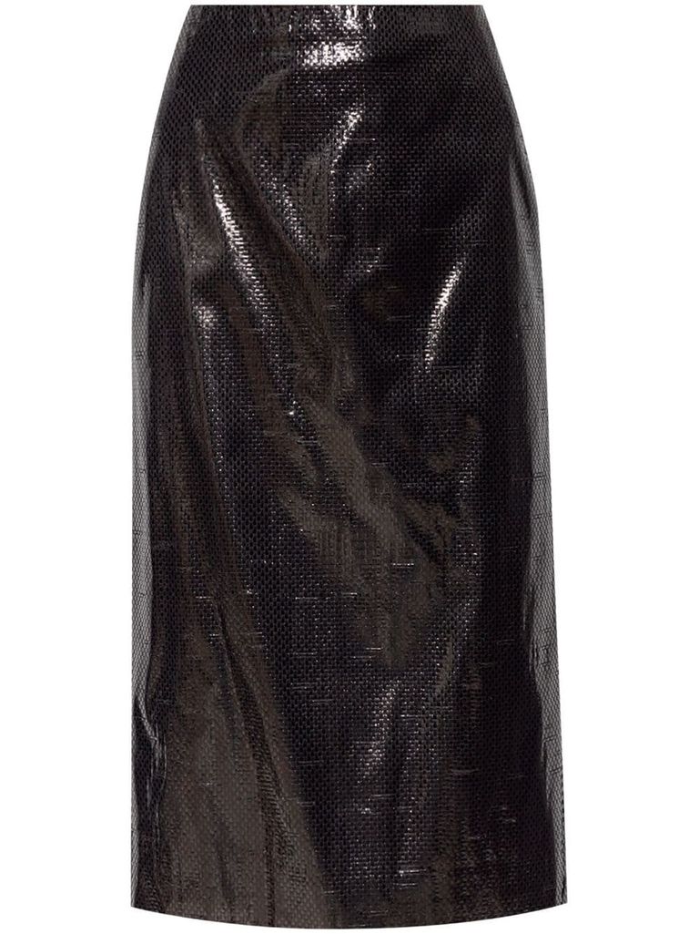 Shop Alexander Mcqueen Woven Midi Skirt In Black