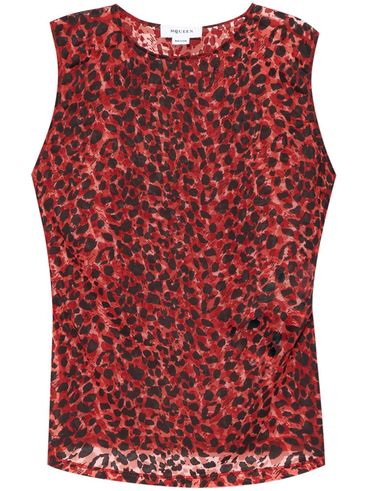 Top leopardato semi trasparente