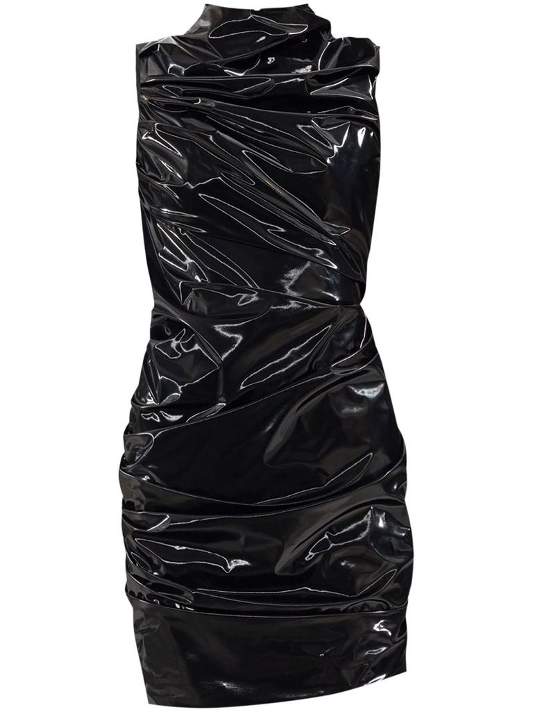 Shop Alexander Mcqueen Metallic Dress With Ruffles In Black