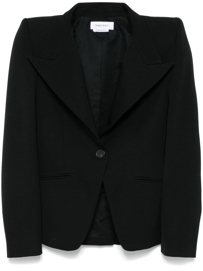 Shop Alexander Mcqueen Double-breasted Wool Blazer In Black