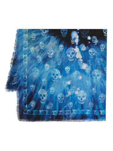 Skull-print wool scarf