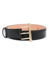 Calf leather belt with logo