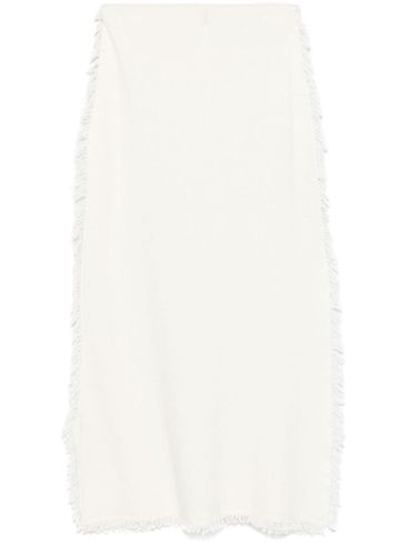 Wool blend Grace long skirt with fringes