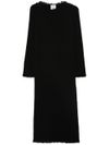 Wool blend Justine long dress with fringes