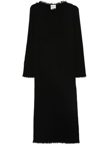 Wool blend Justine long dress with fringes