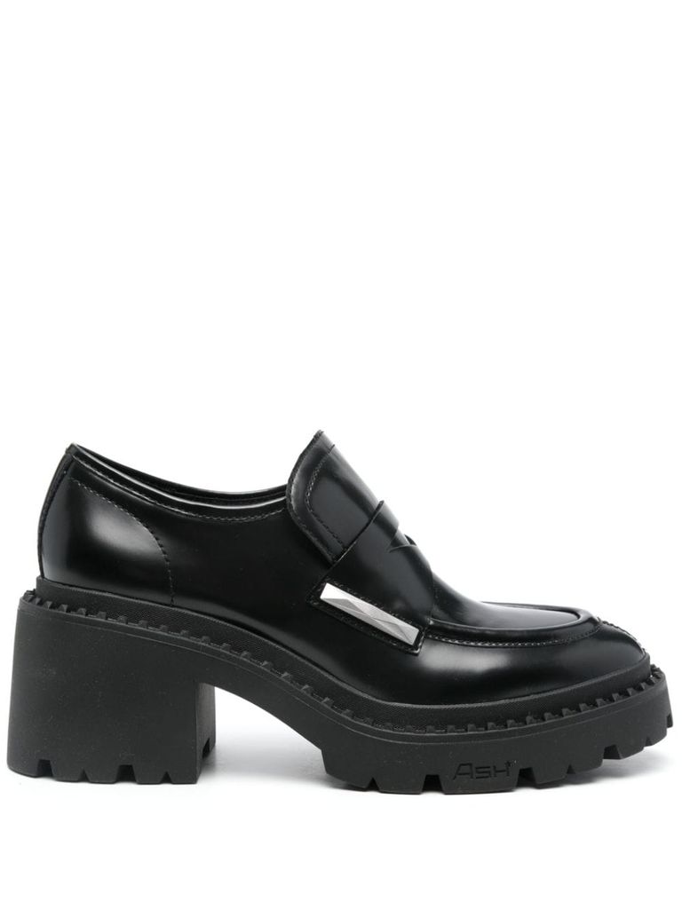 Shop Ash Calf Leather Norton Loafers With Heel In Black