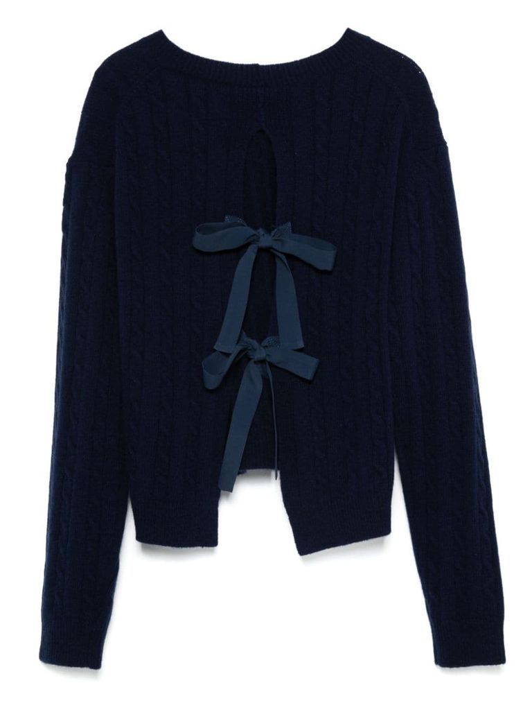 Shop Semi-couture Woven Wool Camilla Sweater In Blue