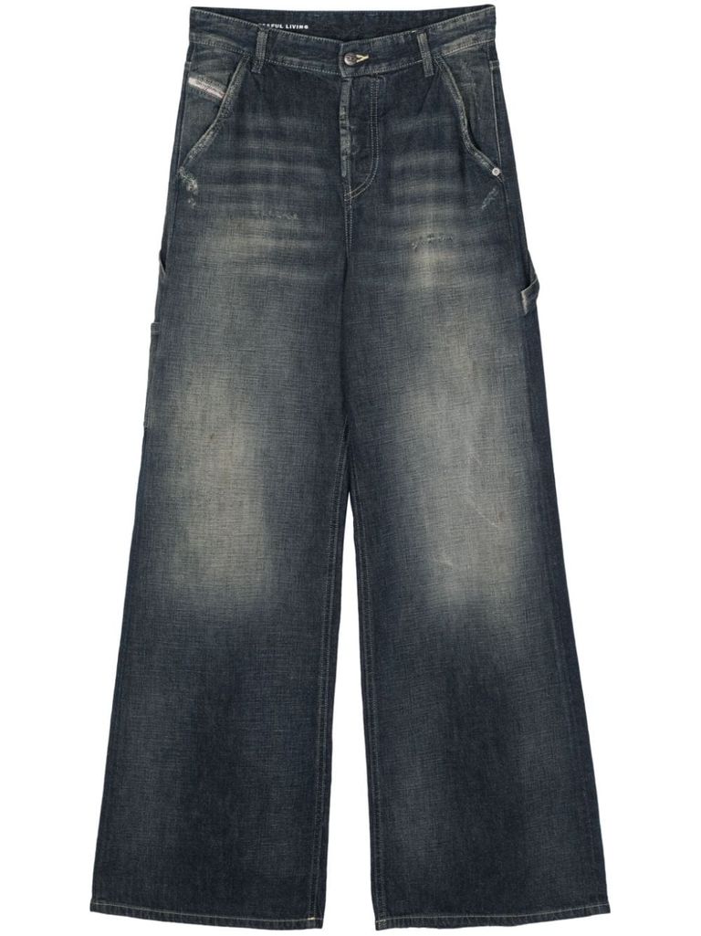 Shop Diesel Low-rise Denim Jeans In Blue