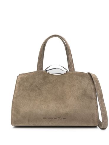 Serena small khaki suede tote bag