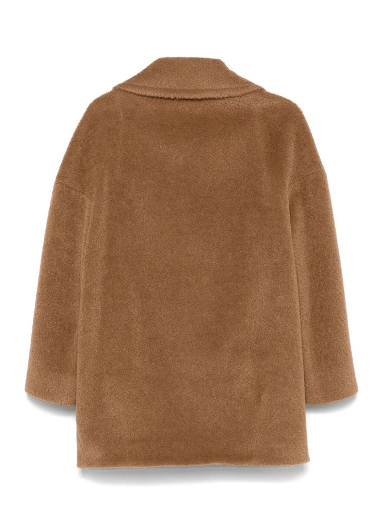 Shop Cinzia Rocca Single-breasted Wool And Alpaca Coat In Beige