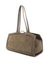 Serena khaki suede shoulder bag