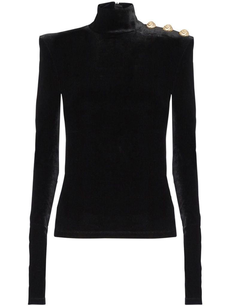 Shop Balmain Velvet Turtleneck Sweater In Black