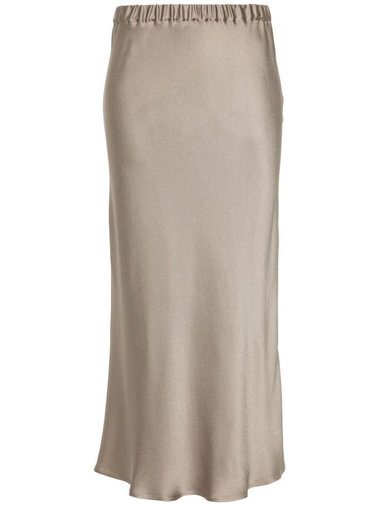 Shop Antonelli Orinoco Satin Midi Skirt In Grey