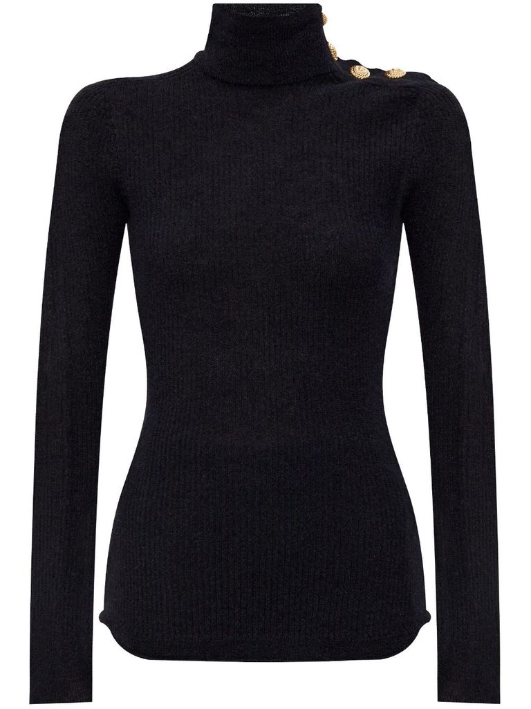 Shop Balmain Mohair Turtleneck Sweater In Black