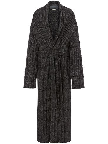 Long ribbed cotton cardigan