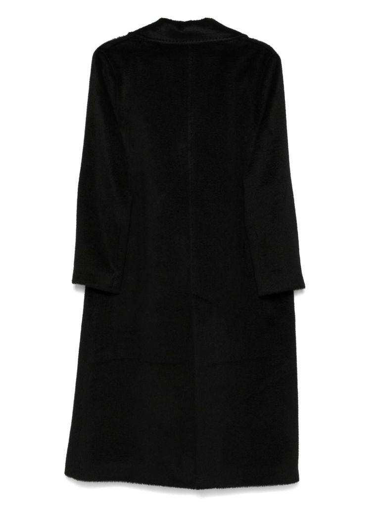 Shop Cinzia Rocca Alpaca And Wool Long Double-breasted Coat In Black