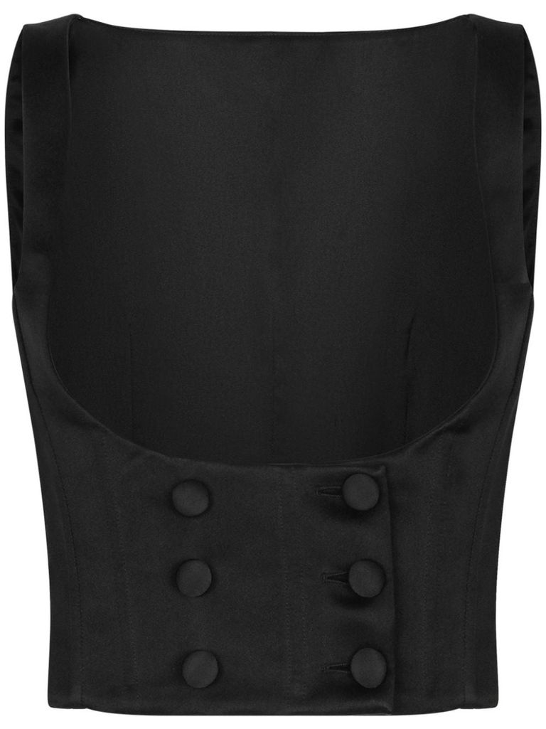 Shop Dolce & Gabbana Satin Vest With Buttons In Black