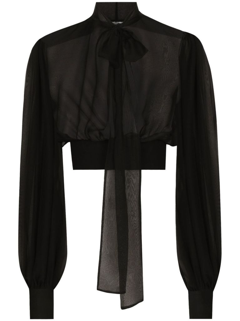 Shop Dolce & Gabbana Semi-transparent Silk Blouse In Black