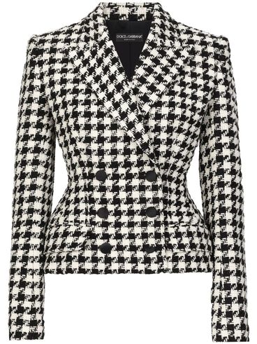 Double-breasted plaid wool blazer