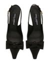 Slingback in pelle e seta con fiocco