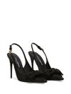 Slingback in pelle e seta con fiocco