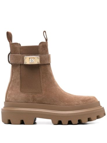 DOLCE & GABBANA - Suede ankle boots with logo buckle