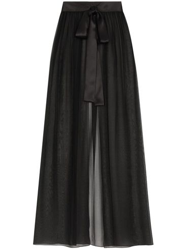 Long semi-transparent silk skirt