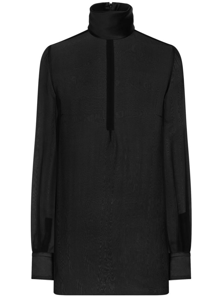 Shop Dolce & Gabbana Semi-transparent Silk Blouse In Black