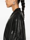 Leather bomber jacket with pocket