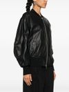 Leather bomber jacket with pocket