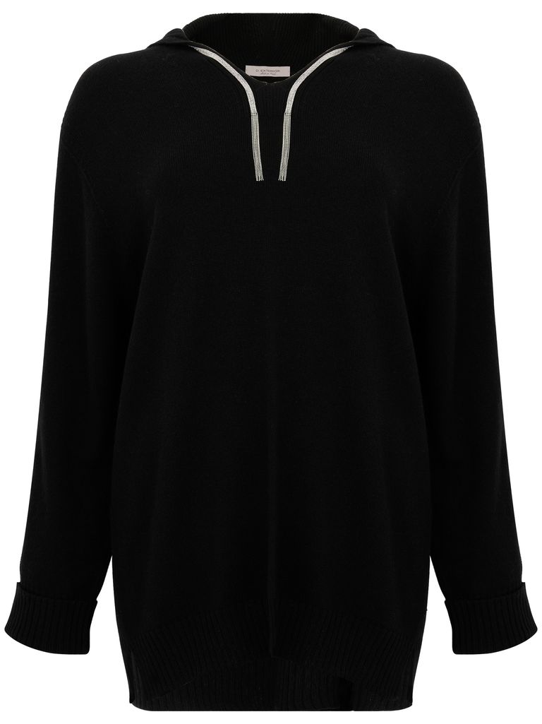 Shop D Exterior Cashmere And Wool Hoodie Sweater In Black