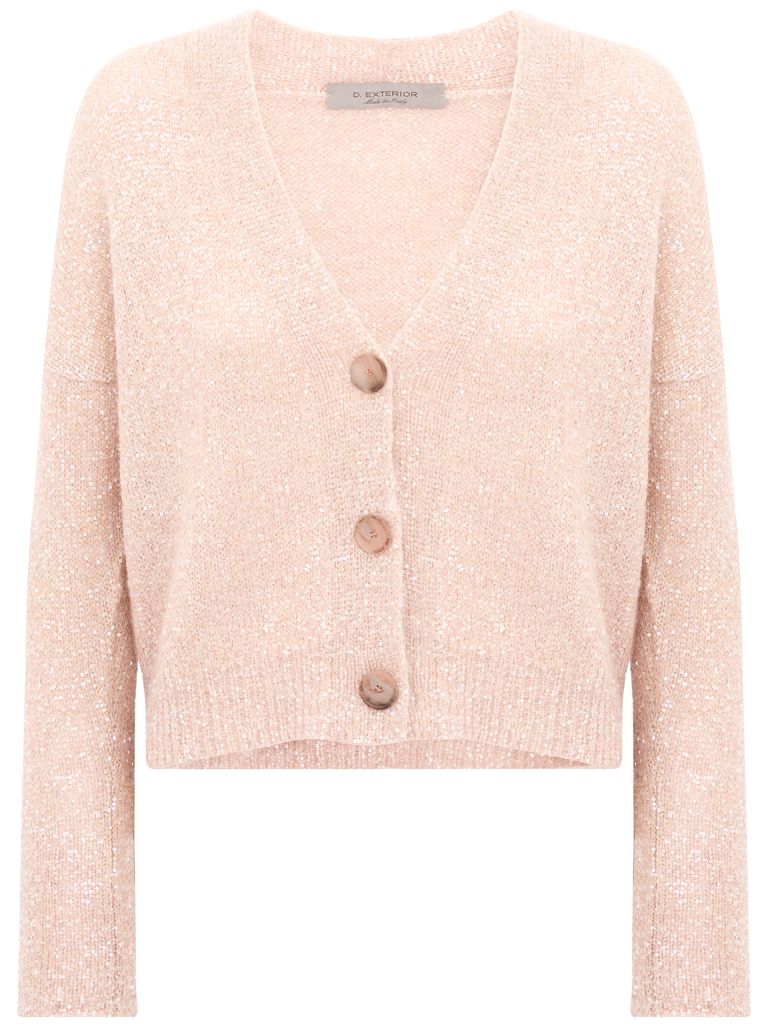 Shop D Exterior Lurex Effect Wool Cardigan In Pink