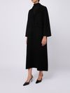 Wool and silk long flared coat