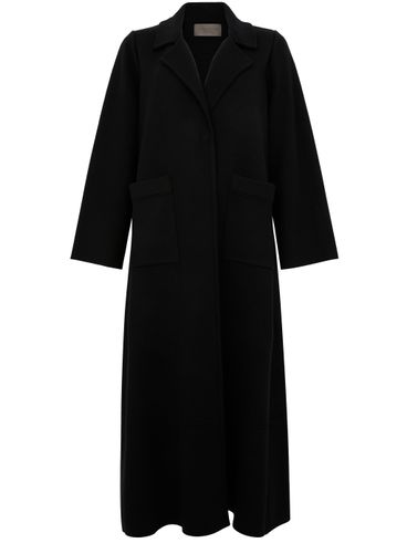 Wool and silk long flared coat