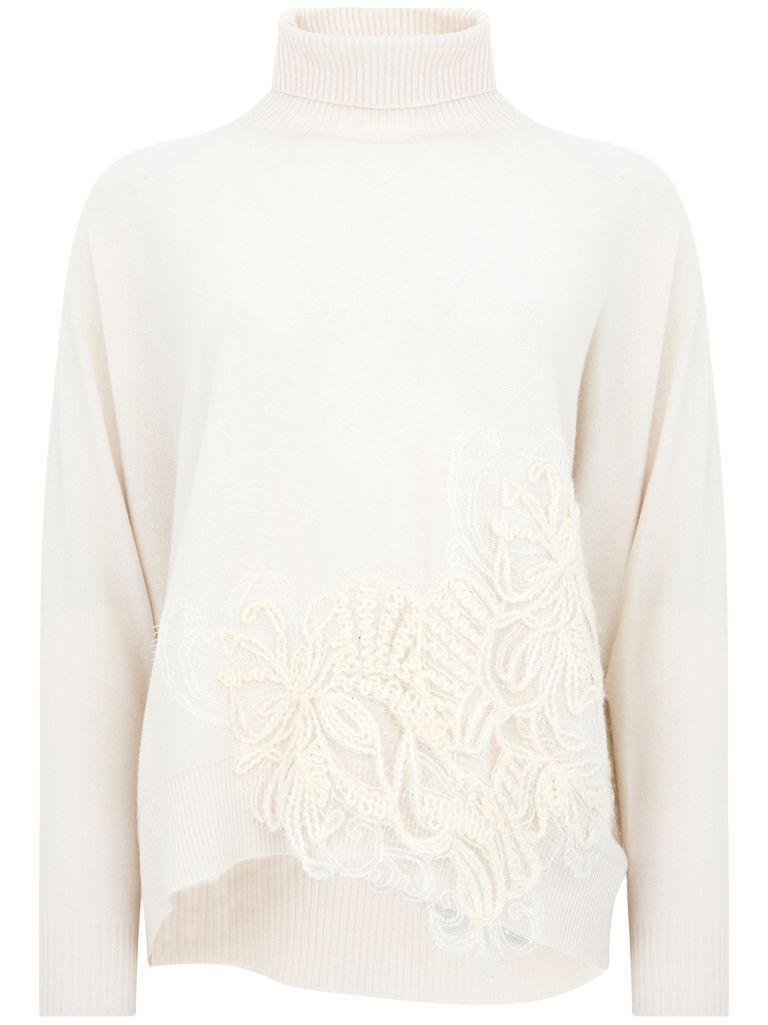 Shop D Exterior Cashmere And Wool Sweater With Embroidery In White