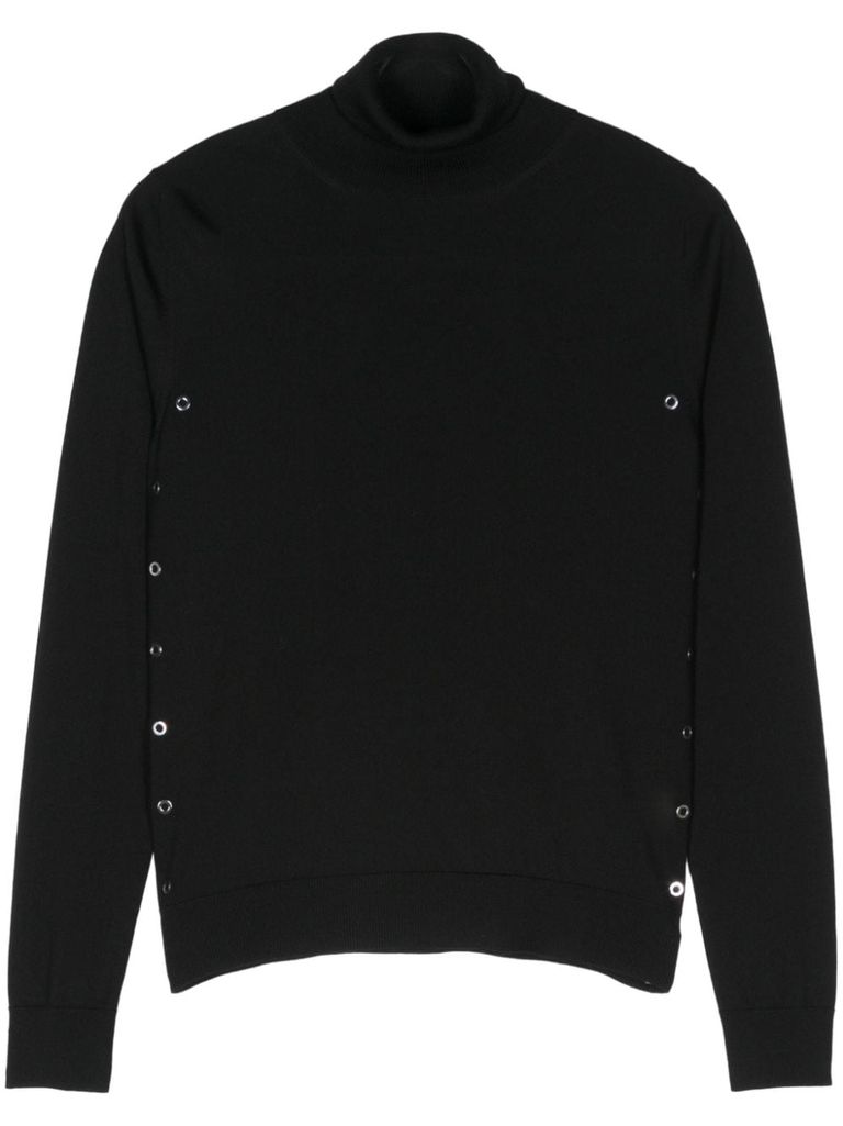 Shop Dondup Wool Turtleneck Sweater In Black