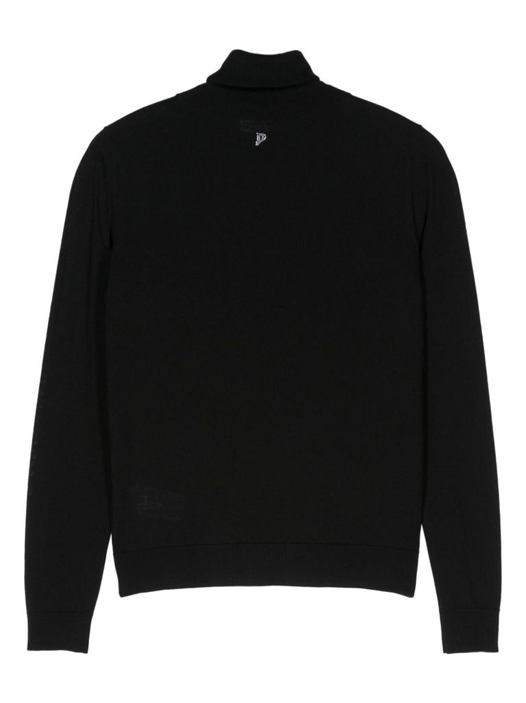 Shop Dondup Wool Turtleneck Sweater In Black