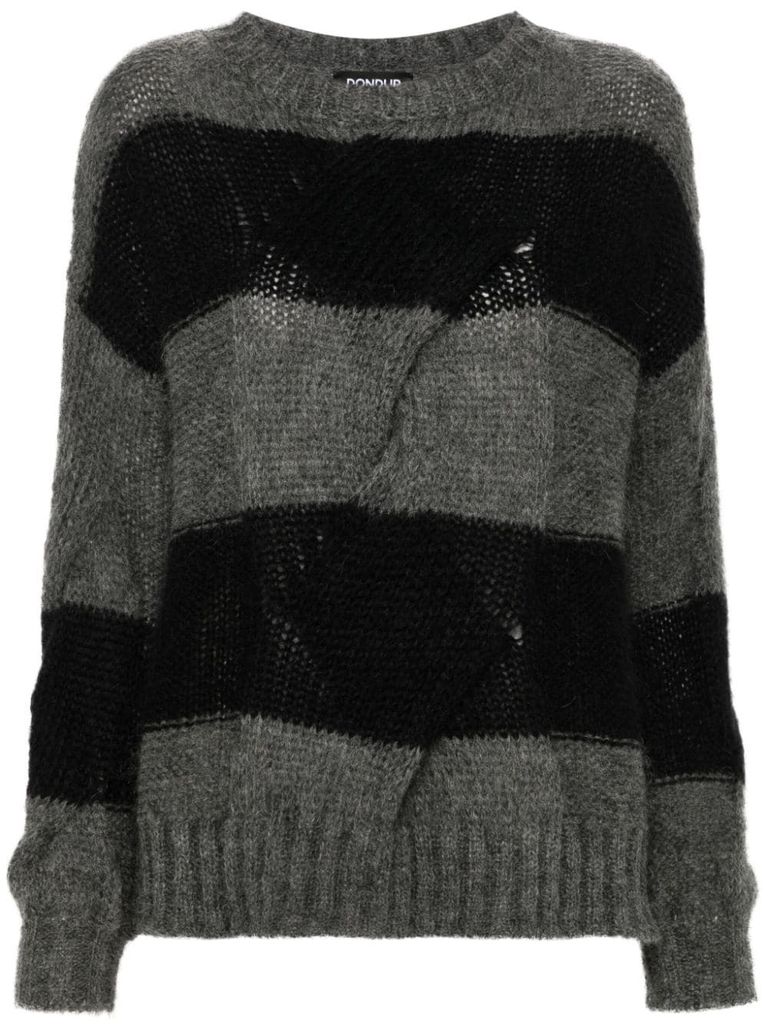 Shop Dondup Striped Wool Sweater In Grey