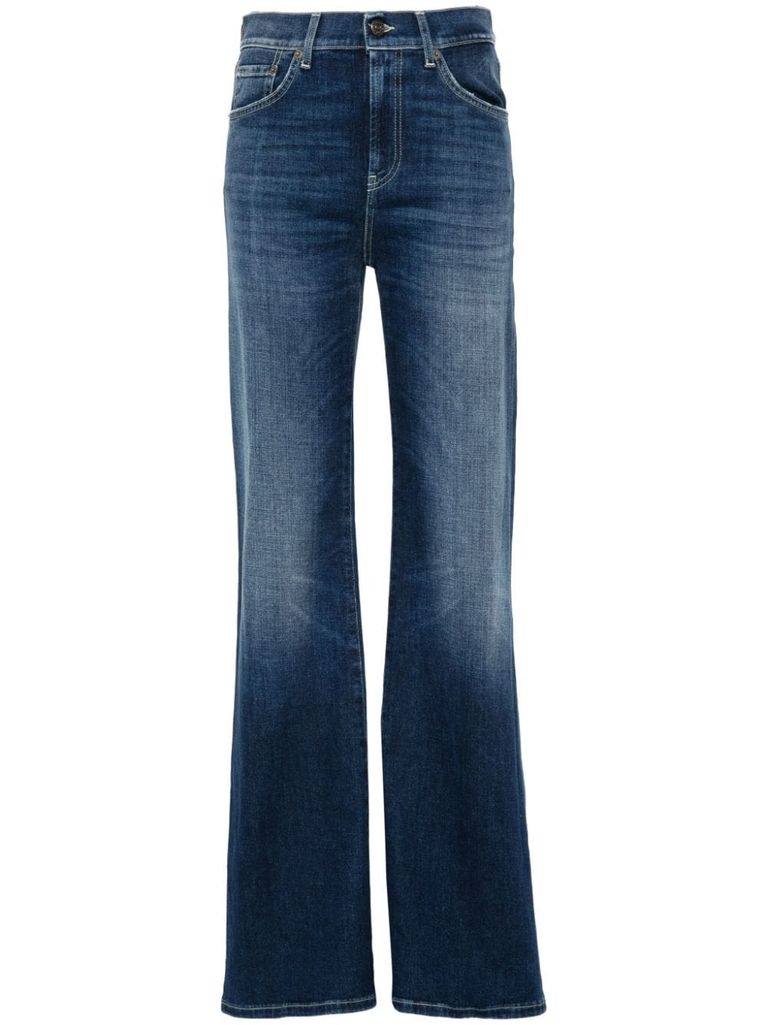 Shop Dondup Amber Wide-leg Jeans In Blue