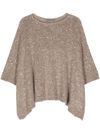 Lurex effect beige alpaca cape