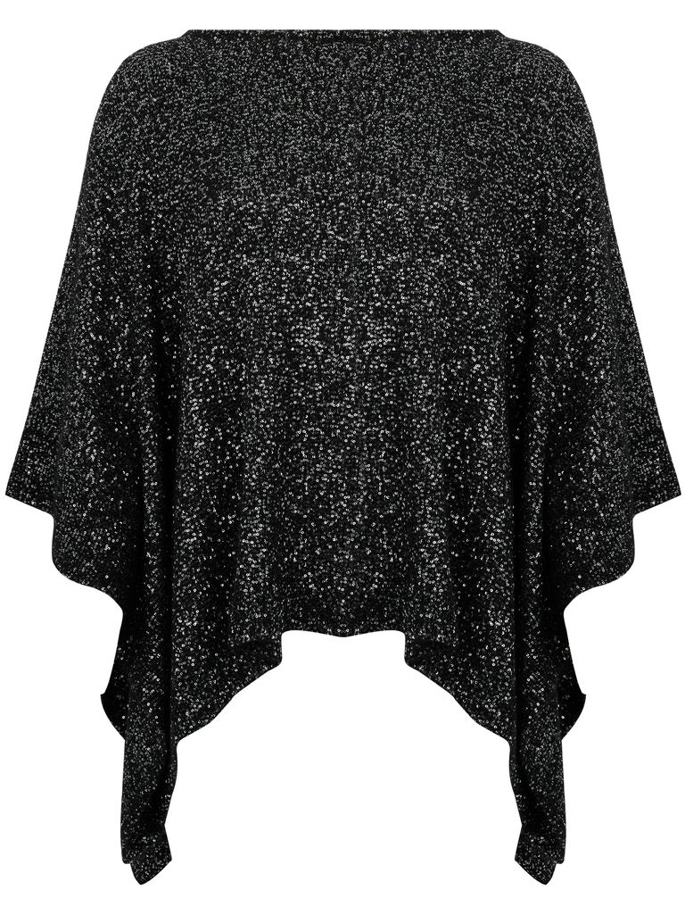 Shop D Exterior Black Lurex Effect Alpaca Cape